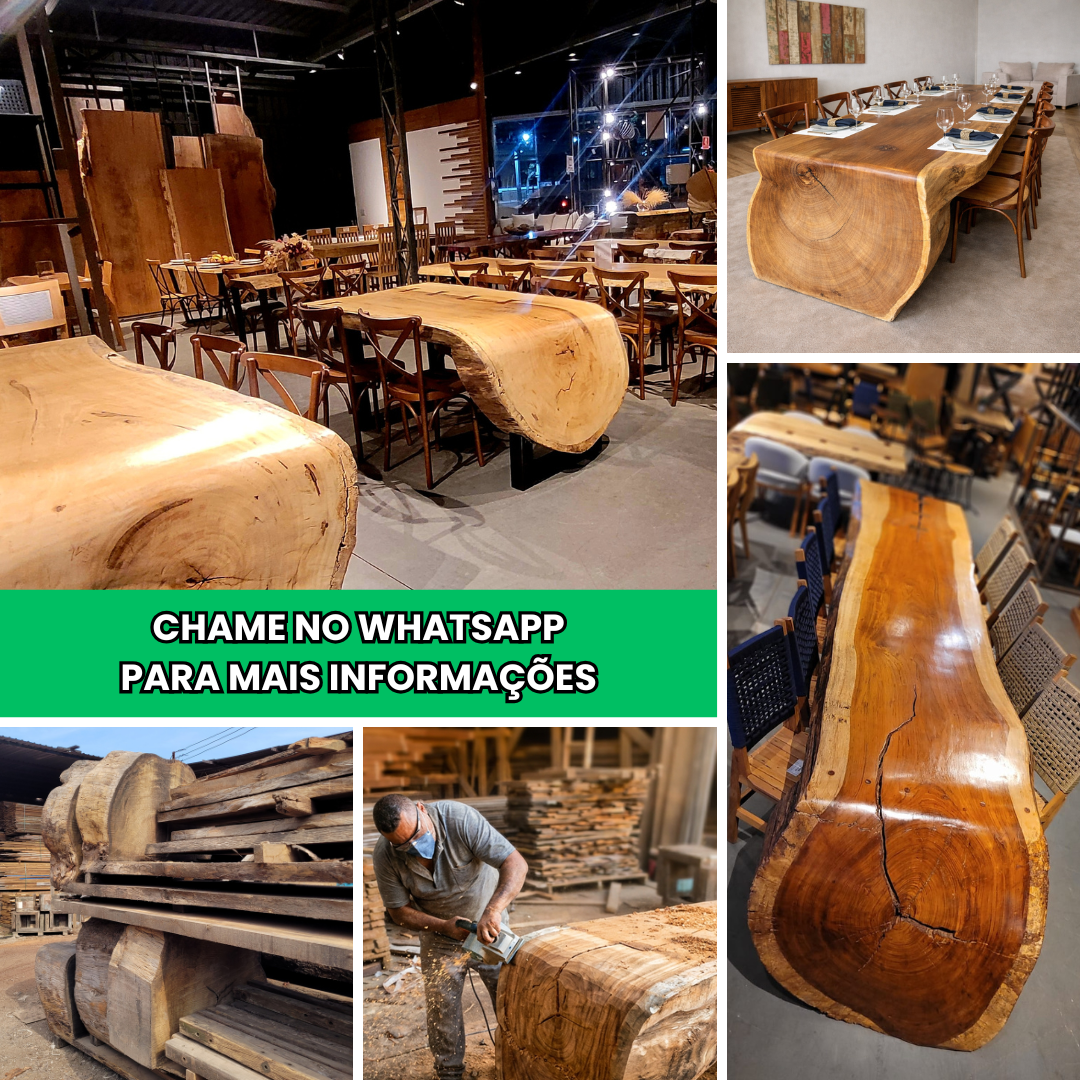 Mesa Cascata Curva de Madeira Maciça para Sala de Jantar - Pronta Entrega