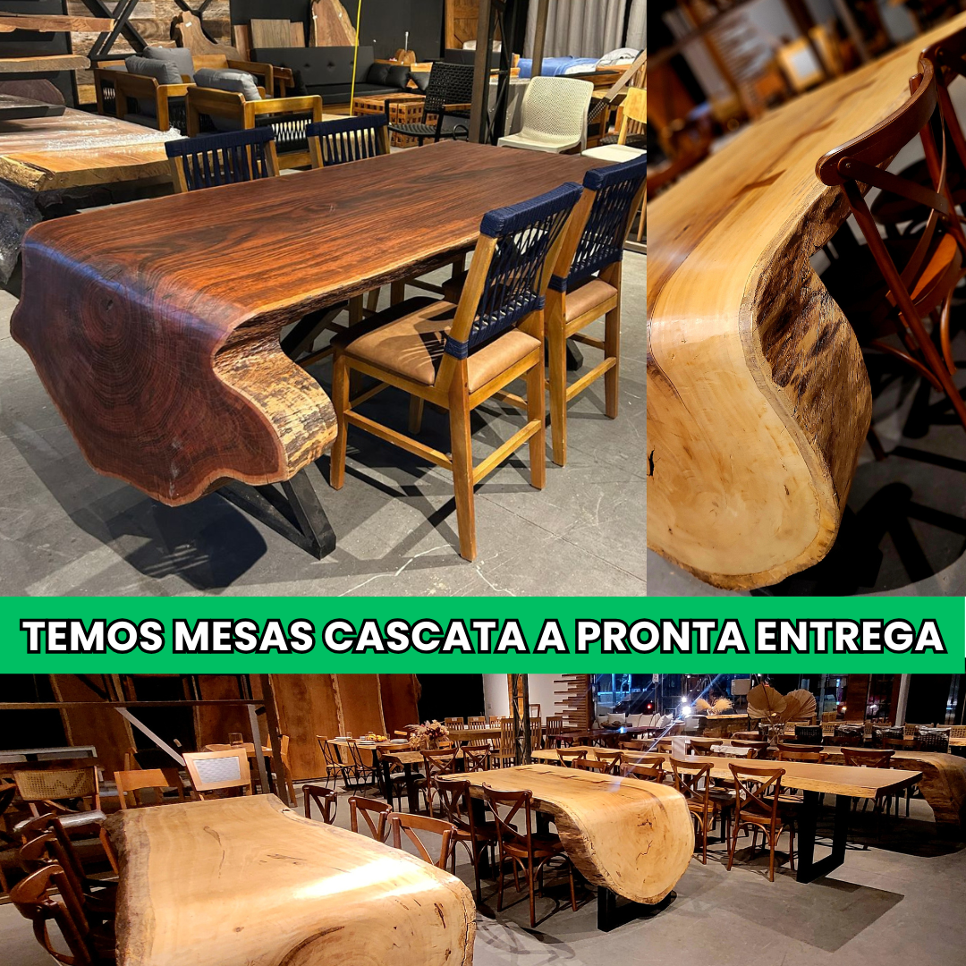 Mesa Cascata de Madeira Nobre de Lei Maciça para Sala de Jantar e Área Gourmet