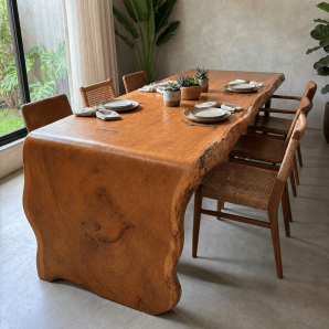Prancha Curva Mesa Cascata Madeira Maciça Nobre de Lei Design Arquitetura Luxo