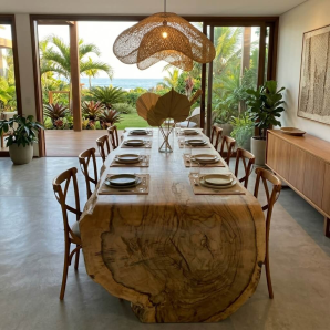 Mesa Cascata Madeira Maciçа para Sala de Jantar Rústica Pronta Entrega