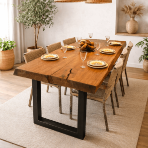 Mesa Prancha Tora Maciça Rústica Madeira Nobre Base de Ferro