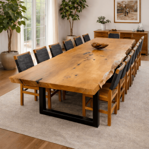 Mesa de Jantar Prancha Madeira Maciça Área Gourmet Borda Natural