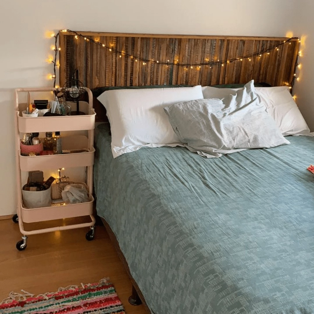 Cabeceira em Madeira de Demolição - Cama Casal - Natural 1,70m Painel