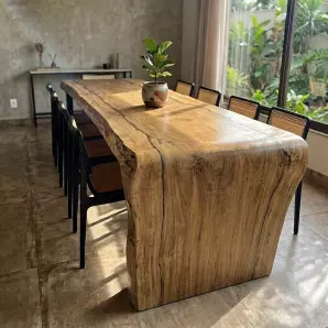 Mesa Cascata Prancha Curva Grande Madeira Maciça Inteiriça 4 Metros e Meio