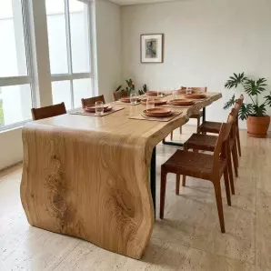 Mesa Cascata em Prancha Curva de Madeira Nobre de Lei Pronta Entrega