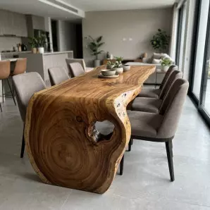 Mesa de Jantar Orgânica Design Cascata em Madeira de Lei