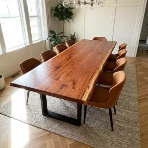 Mesa Pranchão Costaneira Madeira Nobre Base de Aço Pronta Entrega em São Paulo
