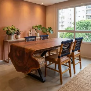 Mesa Cascata Pequena Madeira Maciça para Apartamento e Escritório 
