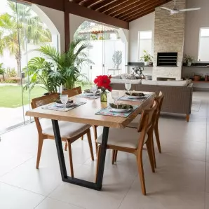 Mesa Pranchão Madeira Maciça Tronco Orgânico com Pé de Aço Galvanizado Pronta Entrega - SP